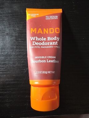 Mando Whole Body Deodorant for Men Invisible Cream Aluminum Free Bourbon Leather